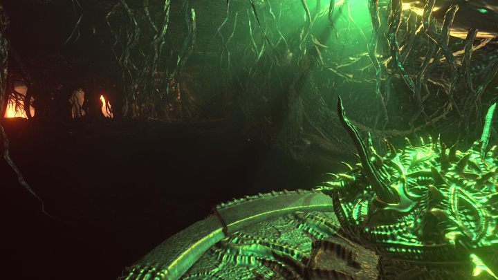 Pobliskie dźwignie służą do przestawianie mniejszej platformy - ustaw ją w sposób widoczny na obrazku (tak podczas używania maski pojawił się kolejny most) - Finał gry, solucja Lust for Darkness - Lust for Darkness - poradnik do gry