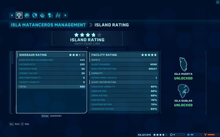 Aby podnieść rating dinozaurów, zwyczajnie wypełnij swoje wybiegi różnymi rodzajami dinozaurów (mogą być również te z modyfikacjami genetycznymi) - Jak uzyskać maksymalną ocenę za park w Jurassic World Evolution? - Jurassic World Evolution - poradnik do gry
