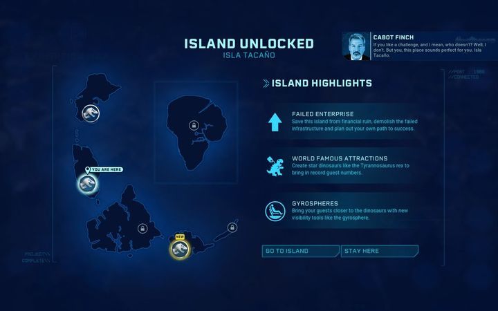 W Jurassic World Evolution istnieje 6 lokacji, z czego jedna jest dostępna od razu na początku: Isla Matanceros - Odblokowywanie kolejnych wysp w Jurassic World Evolution - Jurassic World Evolution - poradnik do gry