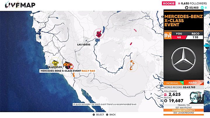 W przykładzie z kolejnego obrazka rekomendowany poziom jest dla odmiany znacznie wyższy - to aż 110 punktów w stosunku do 46 punktów poziomu wyczynowości posiadanego auta - Dlaczego nie mogę wygrać wyścigu w The Crew 2? - The Crew 2 - poradnik do gry
