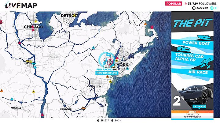 Wywołaj mapę świata i przenieś się do centrum dowodzenia powiązanego z tą samą kategorią zawodów - Gdzie znaleźć niezabrane części (skrzynka pocztowa) w The Crew 2? - The Crew 2 - poradnik do gry