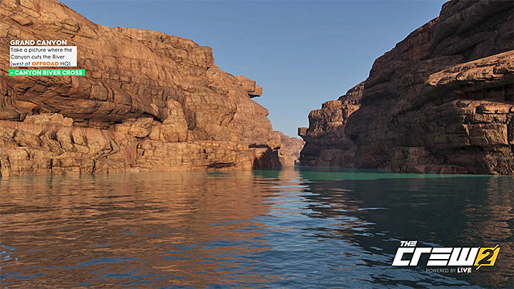 Opis: Zrób zdjęcie w miejscu, gdzie wąwóz przecina rzekę (na zachód od kwatery Offroadu) - Album - Offroad | Zadań fotograficznych w The Crew 2 - The Crew 2 - poradnik do gry