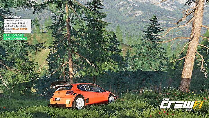 Opis: Jedź szczytami górskimi na północny-zachód od Wielkiego Jeziora Słonego w pojeździe klasy Rally Cross - Album - Offroad | Zadań fotograficznych w The Crew 2 - The Crew 2 - poradnik do gry