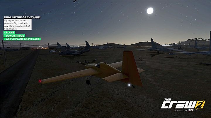 Opis: Wznieś się dowolnym samolotem wyżej niż samoloty w Big Land (na południowy-wschód od Los Angeles) - Album - Freestyle | Zadań fotograficznych w The Crew 2 - The Crew 2 - poradnik do gry