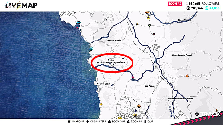 Opis: Widok z powietrza na tor Mazda Raceway Laguna Seca (na północ od Los Angeles) - Album - Pro Racing | Zadań fotograficznych w The Crew 2 - The Crew 2 - poradnik do gry