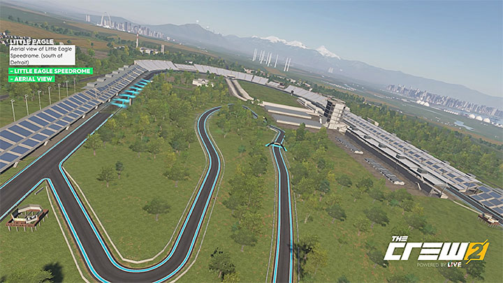 Opis: Widok z powietrza na tor Little Eagle (na południe od Detroit) - Album - Pro Racing | Zadań fotograficznych w The Crew 2 - The Crew 2 - poradnik do gry