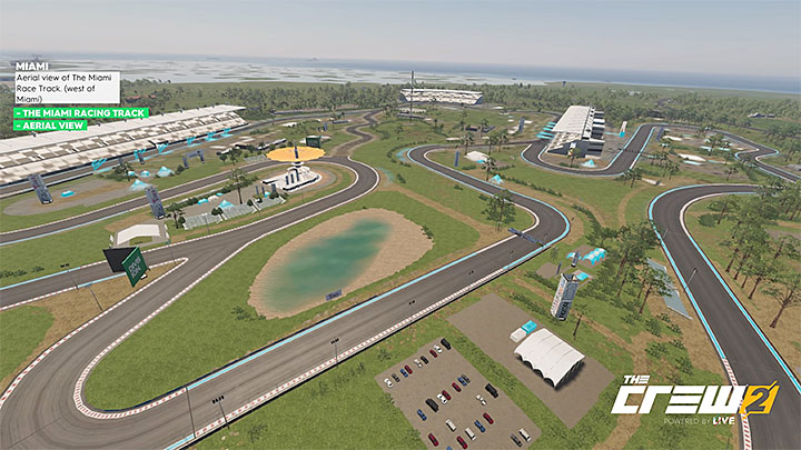 Opis: Widok z powietrza na tor wyścigowy w Miami (na zachód od Miami) - Album - Pro Racing | Zadań fotograficznych w The Crew 2 - The Crew 2 - poradnik do gry