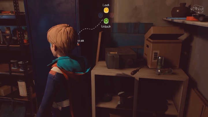 Zaraz koło drzwi stoi szafka zamknięta na kłódkę - Na zewnątrz domu | Solucja do Awesome Adventures od Captain Spirit - The Awesome Adventures of Captain Spirit - poradnik do gry