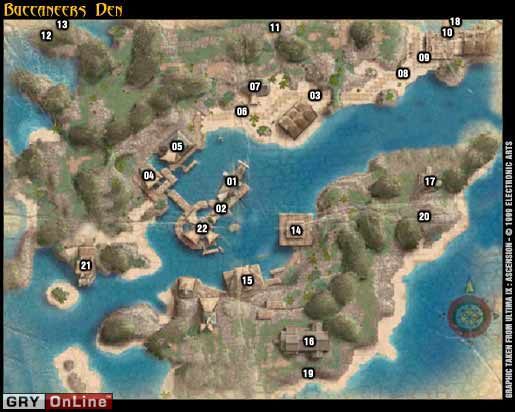 Po przybyciu statkiem do Buccaneers Den, Raven kieruje nas do swojego szefa Samhayne - Buccaneers Den - Ultima IX: Ascension - poradnik do gry