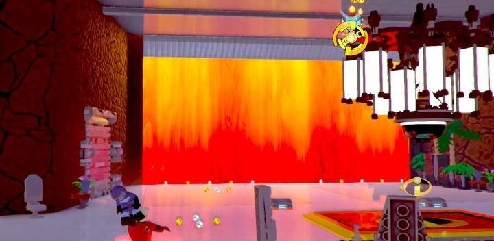 Podrzuć Światłomiła na żyrandol - to pierwsza czynność jaką musisz wykonać - Poziom 10 - Powrót na Wyspę Nomanisan | Opis przejścia LEGO Iniemamocni - LEGO Iniemamocni - poradnik do gry