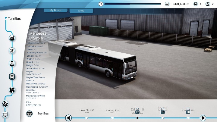 Mercedes Citaro G kosztuje 420 tysięcy dolarów i odblokowuje się na 12 poziomie - Modele autobusów, kupno i sprzedaż - Bus Simulator 18 - poradnik do gry