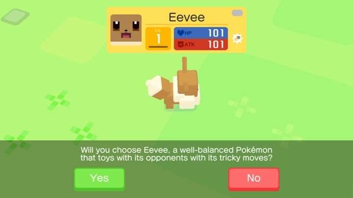 Eevee, na start posiadaja 101 punktów zdrowia oraz ataku - Jak ewoluuje Eevee w Pokemon Quest? - Pokemon Quest - poradnik do gry