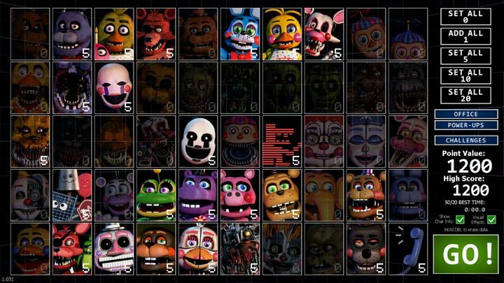 Ilość animatroników niezbędny do uzyskania 1200 punktów przy inteligencji ustawionej na 5. - Inteligencja animatroników w Ultimate Custom Night - Ultimate Custom Night - poradnik do gry