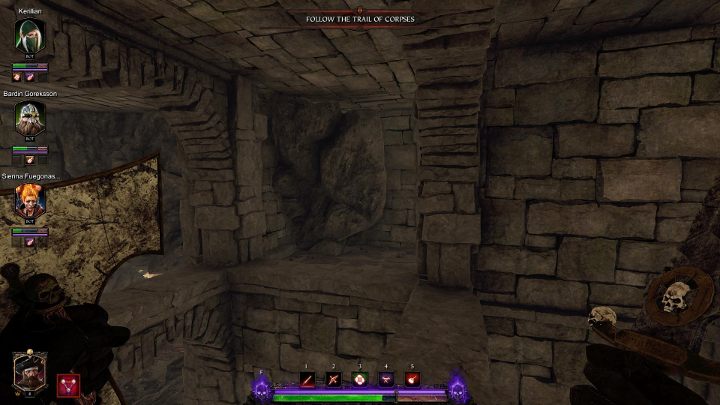 Skieruj się w przejście widoczne na obrazku i idź nim cały czas zgodnie z dostępną ścieżką - Grymuary w akcie I gry Warhammer Vermintide 2 - Warhammer Vermintide 2 - poradnik do gry