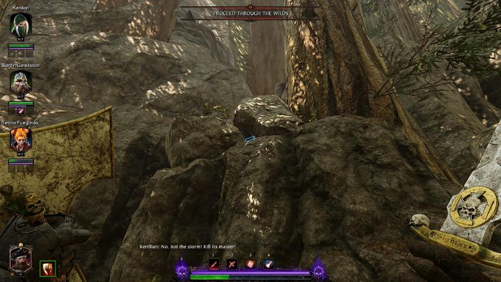 Kieruj się cały czas dostępną drogą, aż trafisz na skałę widoczną na obrazku - Grymuary w akcie II gry Warhammer Vermintide 2 - Warhammer Vermintide 2 - poradnik do gry