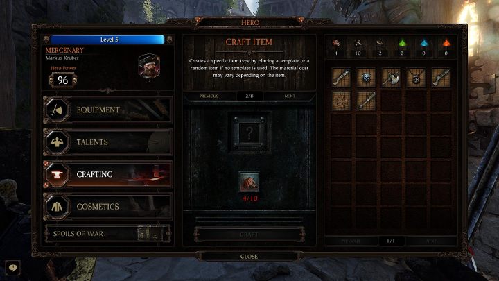 Zakładka Stwórz przedmiot pozwala na stworzenie dowolnego, nowego przedmiotu - Crafting w Warhammer Vermintide 2 - Warhammer Vermintide 2 - poradnik do gry
