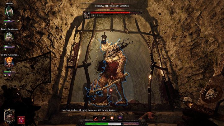 Bile Troll walczy z bliska, a poza tym wymiotuje na bohaterów, co skutkuje obrażeniami zadawanymi w czasie i ograniczonym widzeniem - Lista przeciwników w Warhammer Vermintide 2 - Warhammer Vermintide 2 - poradnik do gry