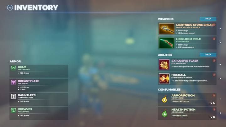 Ekran ekwipunku w Realm Royale. - Ekwipunek i uzbrojenie w Realm Royale - Realm Royale - poradnik do gry