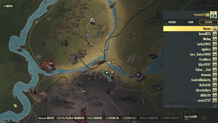 Na mapie odnajdziesz wszystkich graczy bawiących się w tej chwili. - Jak działa multiplayer w Fallout 76? - Fallout 76 - poradnik do gry