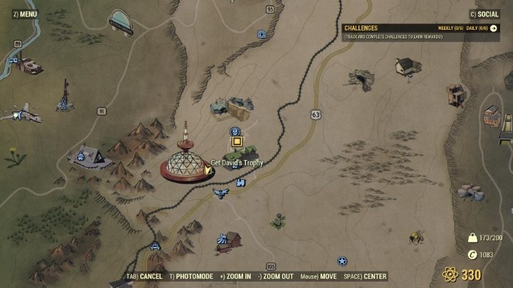 Trofeum Davida znajduje się niedaleko. - Fallout 76 Wastelanders: Nietypowi sojusznicy (Strange Bedfellows) solucja - Fallout 76 - poradnik do gry