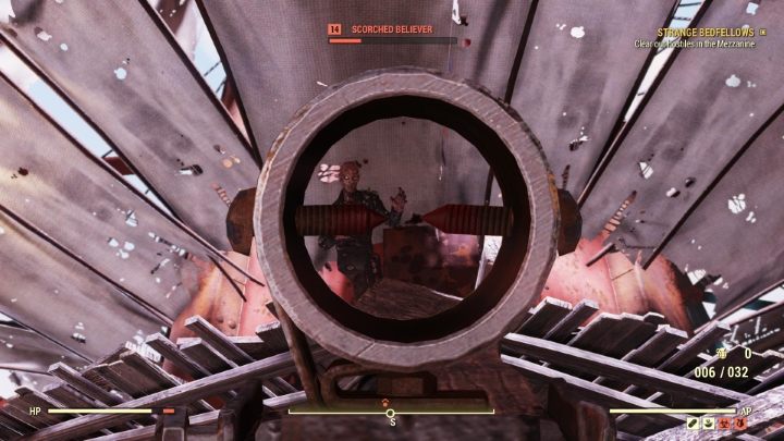Na poziomie Mezzanine na Szczycie Świata spotkasz kilkunastu przeciwników. - Fallout 76 Wastelanders: Nietypowi sojusznicy (Strange Bedfellows) solucja - Fallout 76 - poradnik do gry