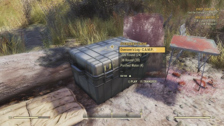 W Skrytce Nadzorczej znajdziesz holotaśmę wymaganą do ukończenia zadania, ale oczywiście zabierz też pozostałe przedmioty. - Pierwszy kontakt - Solucja do Fallout 76 - Fallout 76 - poradnik do gry