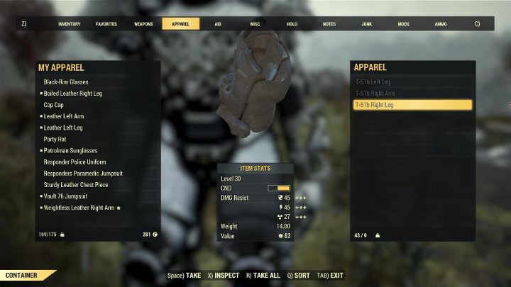 Nie możesz założyć Pancerza? Zostaw w nim tylko te elementy, które nie przekraczają poziomu twojej postaci. - Jak zdobyć Pancerz Wspomagany (Power Armor) w Fallout 76? - Fallout 76 - poradnik do gry