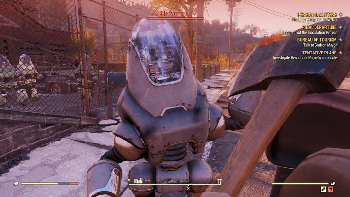 Wbrew pozorom, topór świetnie sprawdza się w likwidowaniu robotów. - Porady na start - Fallout 76 - Fallout 76 - poradnik do gry