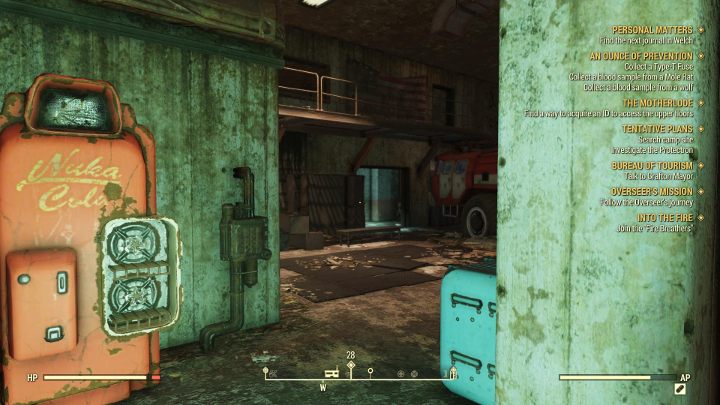 Skieruj się w prawą część pomieszczenia i idź wzdłuż wozów strażackich. - Jak zdobyć maskę gazową w Fallout 76? - Fallout 76 - poradnik do gry