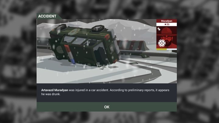 Komunikat o wypadku spowodowanym przez pijanego policjanta. - Podwładni w grze This is the Police 2 - This is the Police 2 - poradnik do gry