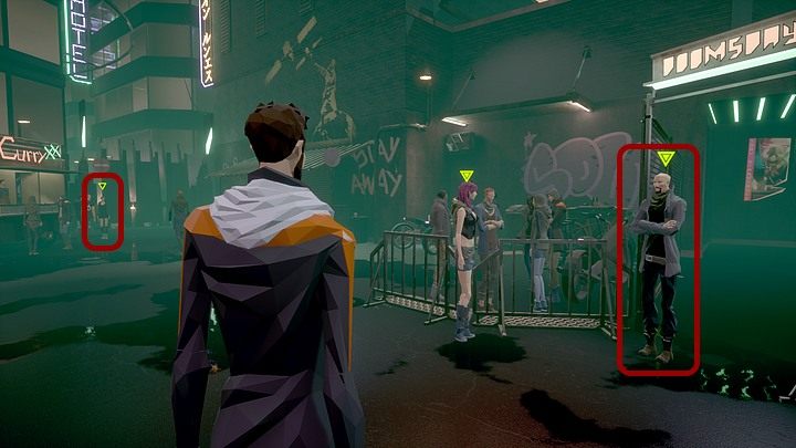 Skieruj się zatem ku grupce osób stojących nieopodal (po lewej), przy fast foodzie - Poniedziałek, 13 stycznia 2048 roku, Berlin, Sektor 36, Doomsday | State of Mind - State of Mind - poradnik do gry