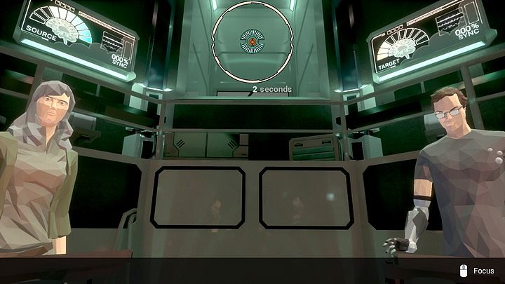 Podczas zabiegu, jakiemu poddawana jest Lydia w KurtzLabs, przeprowadzanego przez Jeffa Kosowskiego i niejaką Valerie (w pewnym momencie pojawi się też jeżdżący na wózku doktor Raymond Kurtz), staraj się powoli najechać wachlarzowatym zielonym kołem na pomarańczowe kółeczko, tak by to ostatnie znala - Styczeń 2044 roku, KurtzLabs | State of Mind - State of Mind - poradnik do gry