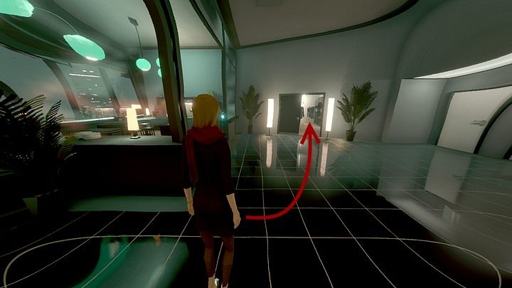 Zgodnie z sugestią asystenta udaj się do garderoby - przejdź pomiędzy rzędami stanowisk pracy do holu, a tam skieruj się do otwartego pomieszczenia po lewej, obok kuchni - Wtorek, 1 marca 2033 roku, Berlin, The Voice | State of Mind - State of Mind - poradnik do gry