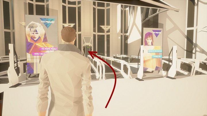 Na zewnątrz skieruj się w lewo - do wielkiego jasnego budynku (na prawo od stacji kolejki) z napisem (u góry) The Present - Wtorek, City5 Central, Infinity Plaza; The Present | State of Mind - State of Mind - poradnik do gry