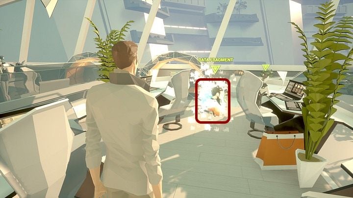 Kiedy wstrząs minie, zauważ po lewej kolejny migoczący obiekt (fragment danych 2) - tym razem pojawia się na nim twarz Richarda - Wtorek, City5 Central, Infinity Plaza; The Present | State of Mind - State of Mind - poradnik do gry