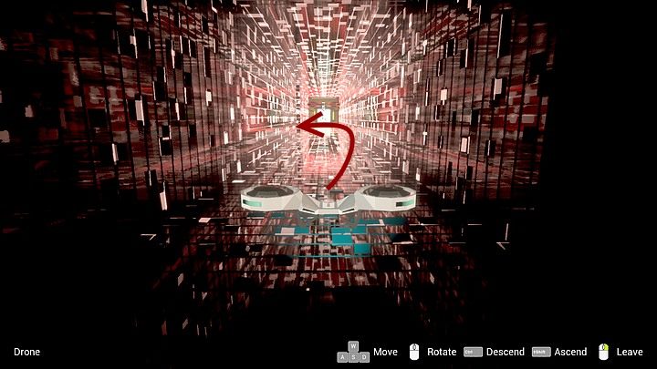 Ten, który pilnuje wylotu, cały czas się obraca, leć w jego kierunku w momencie, gdy zacznie zwracać się do drona sterowanego przez Adama tyłem (z tyłu jest jakby mniej czerwony i nie ma jasnych świateł), i błyskawicznie skręć w pierwszą odnogę po lewej - Środa, City5 Central, Union Park, Kurtz Recreation Center | State of Mind - State of Mind - poradnik do gry