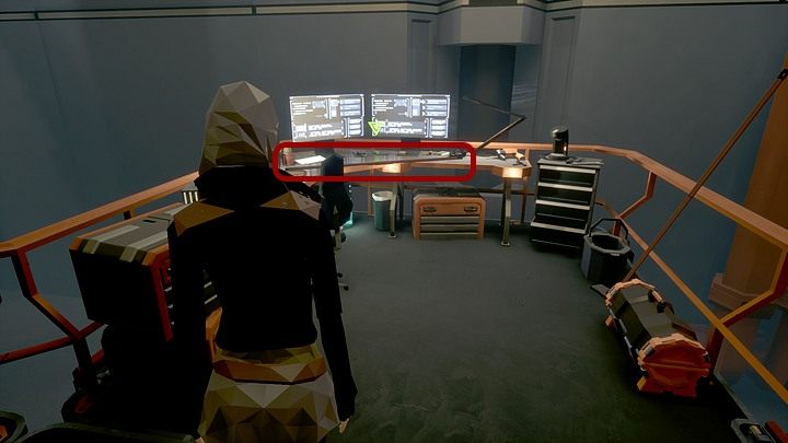 Kawałek dalej zauważ w wydzielonym punkcie stół warsztatowy, gdzie do leżącego na nim pręta dołącz baterię, przyłącz kabel i przymocuj to wszystko taśmą klejącą - Czwartek, Montauk, Long Island, Robotics Lab | State of Mind - State of Mind - poradnik do gry