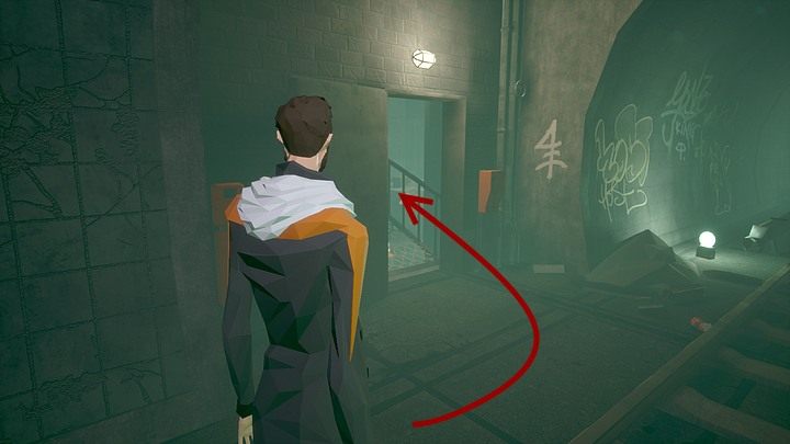 W tunelu metra idź przed siebie, aż na ścianie na wprost zauważysz ów charakterystyczne znak - Piątek, 17 stycznia 2048, Berlin, tunele metra | State of Mind - State of Mind - poradnik do gry