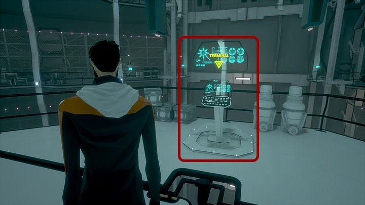 Zacznij od obrócenia się w prawo - ujrzysz terminal, za pośrednictwem którego możesz sterować dronem (w taki sam jak dotychczas sposób) - Czwartek, 16 stycznia 2048 roku, Montauk, Long Island, Storage Section - State of Mind - poradnik do gry