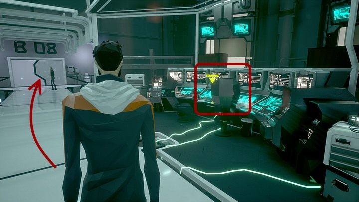 Kiedy znajdziecie się z Lydią w kolejnym korytarzu, idź za nią w stronę drzwi oznaczonych B 08 - Czwartek, 16 stycznia 2048 roku, Montauk, Long Island, Virtual Reality Lab - State of Mind - poradnik do gry