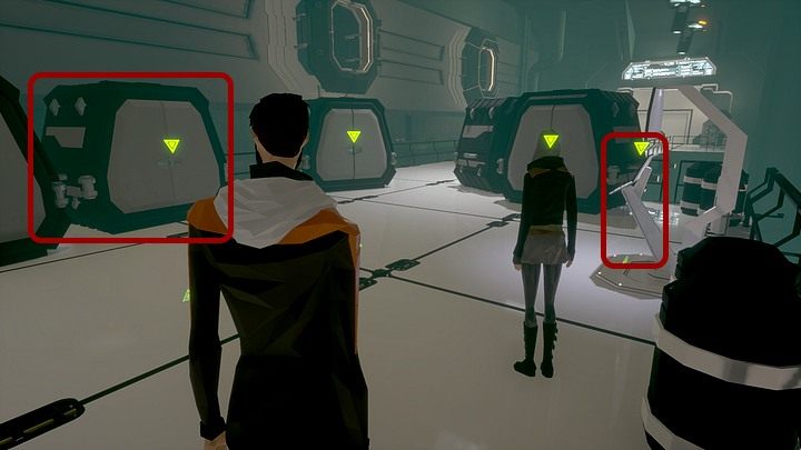 Poszukiwany kontener ustawiony jest w głębi korytarza, po lewej, pomiędzy dwoma innymi - Czwartek, 16 stycznia 2048 roku, Montauk, Long Island, Virtual Reality Lab - State of Mind - poradnik do gry