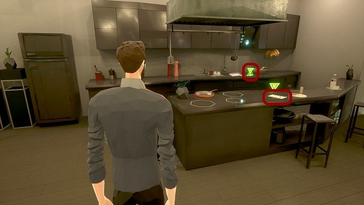 Zauważ, że zamiast urządzenia komponującego posiłki na ladzie leży druk z oszacowanym kosztem jego naprawy - Czwartek, 14 lutego 2040 roku, Berlin, apartament Richarda Nolana - State of Mind - poradnik do gry