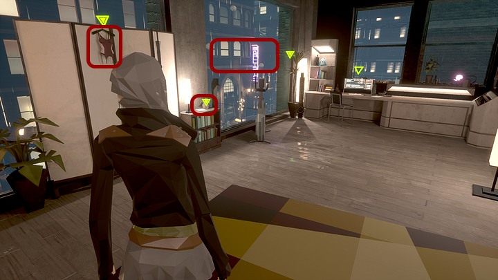 A także bielizną na parawanie, książkami na szafce przy oknie i samym oknem - Piątek, 29 stycznia 2044 roku, New York City, Queens, apartament Angeli Davis - State of Mind - poradnik do gry