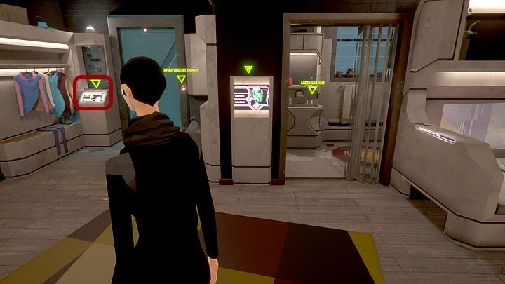 Tymczasem Richard zadzwoni przez interkom (na lewo od drzwi), że już jest - poproś go, by chwilę zaczekał, i zajmij się przywracaniem mieszkania do normalności - Środa, 22 lutego 2045 roku, New York City, Queens, apartament Angeli Davis - State of Mind - poradnik do gry