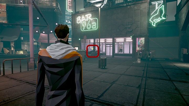 Jeśli chcesz spełnić dobry uczynek - zanim udasz się do siebie - zajrzyj do miejsca na lewo od apartamentowca (za parkingiem), przy budynku z neonem BAR 96a, gdzie w kącie po lewej egzystuje bezdomny, i porozmawiaj z nim - pojawi się opcja dania mu czegoś do jedzenia, a Richard ponoć ma przy sobie - Wtorek, 14 stycznia 2048 roku, West Plaza, apartament Richarda Nolana; The Voice - State of Mind - poradnik do gry