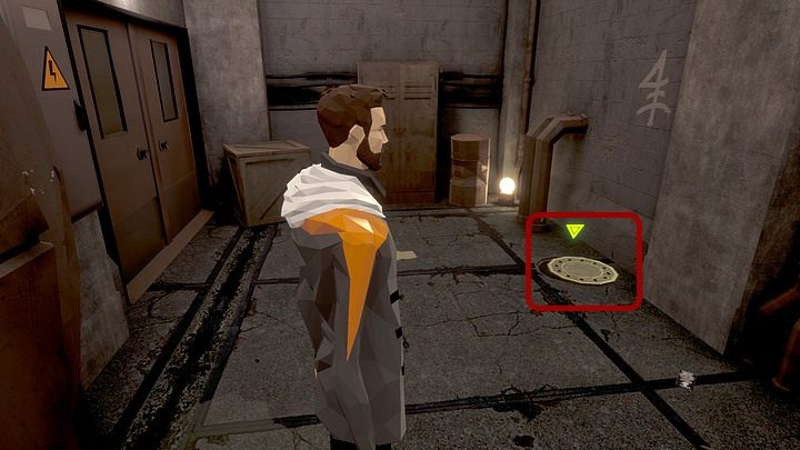 Przeszedłszy przez otwarte drzwi, trafisz do miejsca, gdzie na ścianie nad pokrywą kanału ściekowego widnieje znak, jaki Richard oglądał na planie znalezionym w dokumentach otrzymanych od Waltera (masz ten plan w ekwipunku) - Piątek, 17 stycznia 2048, Berlin, Sektor 12, Port Komunikacyjny | State of Mind - State of Mind - poradnik do gry