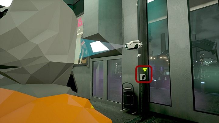 W tym celu przejdź na lewą stronę holu (pod same okna, by być poza zasięgiem kamery) i rzuć okiem na bok ściany tuż przy kamerze - Środa, Berlin, Sektor 12, Port Komunikacyjny | State of Mind - State of Mind - poradnik do gry