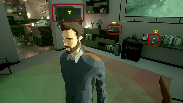 Tu możesz rzucić okiem na leżący na biurku laptop (CloudHub), zauważ też nagrodę na blacie pod wielkim obrazem (po lewej) i notatki na regale obok - Sobota, 11 stycznia 2048 roku, Berlin, West Plaza, apartament Richarda Nolana - State of Mind - poradnik do gry