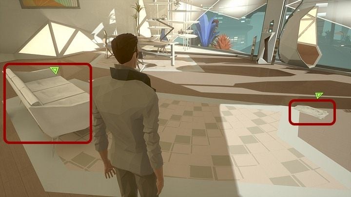 Zajrzyj do salonu, by przyjrzeć się pozostawionym na podłodze rysunkom Johna - Poniedziałek, City5, Union Park, Kurtz Recreation Center, Infinity Plaza - State of Mind - poradnik do gry