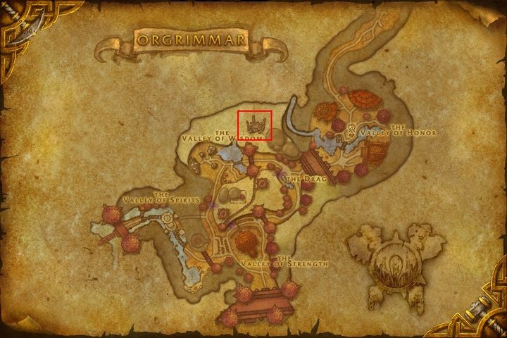 Mapa Orgrimmar, na której zaznaczyliśmy portal do Uldum, przez który dostaniecie się do Silithus. - Jak dostać się do Silithus i A Dying World quest w WOW Battle for Azeroth - World of Warcraft Battle for Azeroth - poradnik do gry